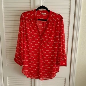 Pleione Red print blouse M